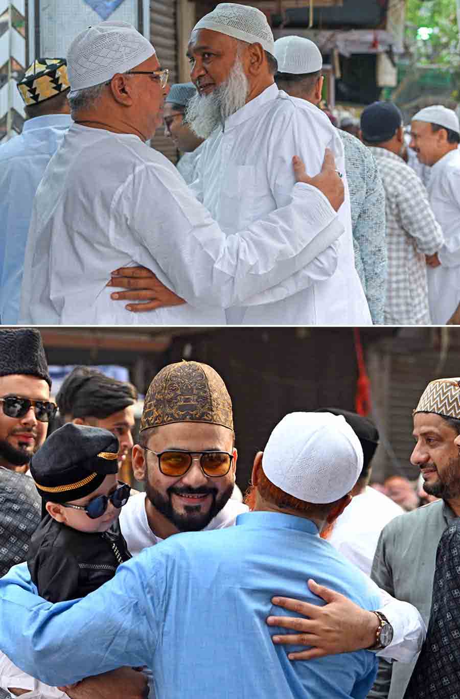 Hugs and greetings marked the brotherhood among the community