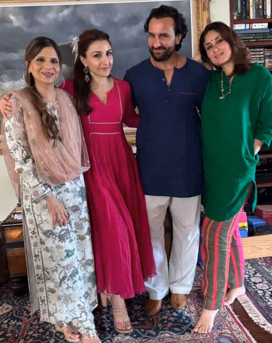 “Eid Mubarak from ours to yours so grateful for the love and support (and yummy food) of family and friends,” wrote Soha alongside the pictures on Instagram.  