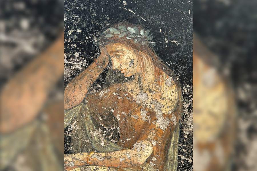 In an undated image provided by Parco Archeologico di Pompei, Cassandra, discovered by archaeologists excavating Pompeii