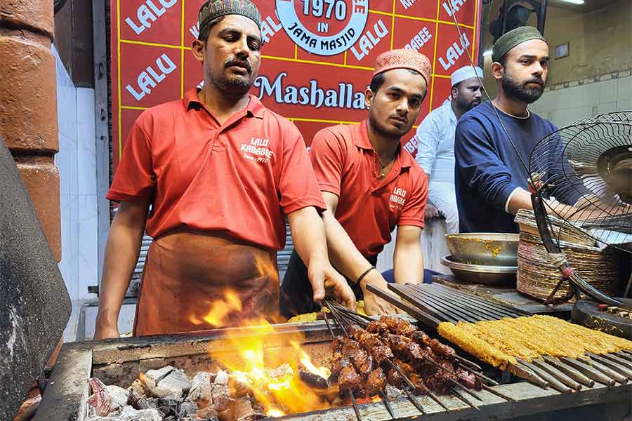 One of the big draws of the Jama Masjid's food street are the succulent kebabs
