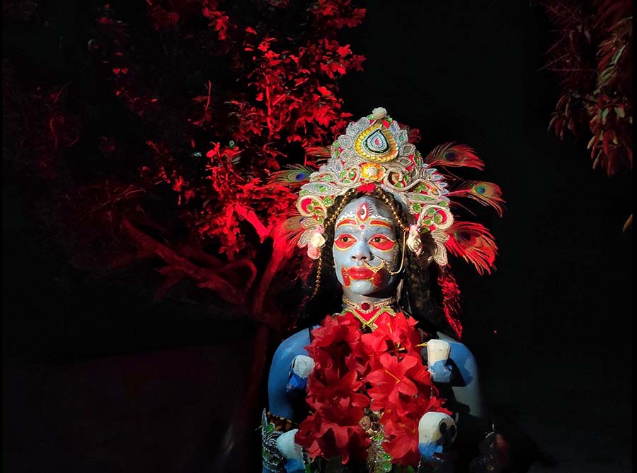 People paint their faces and dress up as different Hindu gods and goddesses to celebrate Neel Puja and Shiv Gajan at Murshidabad