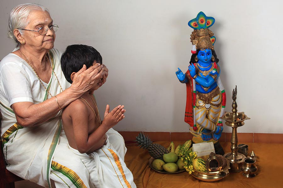 Vishu — Kerala: In Kerala, the arrival of Vishu is met with an onset of mythological tales, from the victory of Lord Krishna over demons to the return of Surya Dev. The festivities and traditions include visits to temples like Sabarimala and Guruvayur and the joyous tradition of elders giving ‘Kaineettam’ (gift) to children