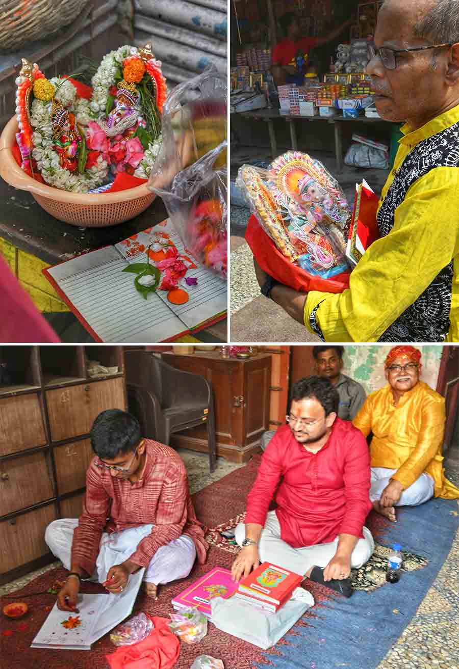 Traders and shopkeepers began their new halkhata (ledger) after a special puja at the Kalighat temple on Bengali New Year  