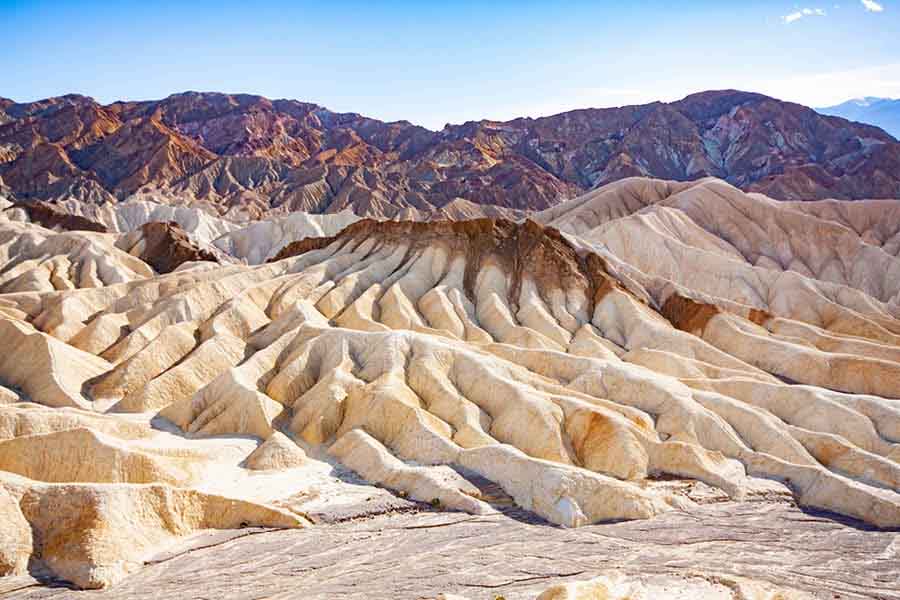 Zabriskie Point's signature rock formations in Death Valley National Park, California