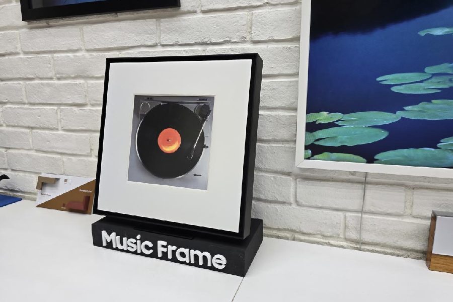 The all-new Music Frame. It allows users to display personal pictures or artwork while enjoying wireless audio with smart features.