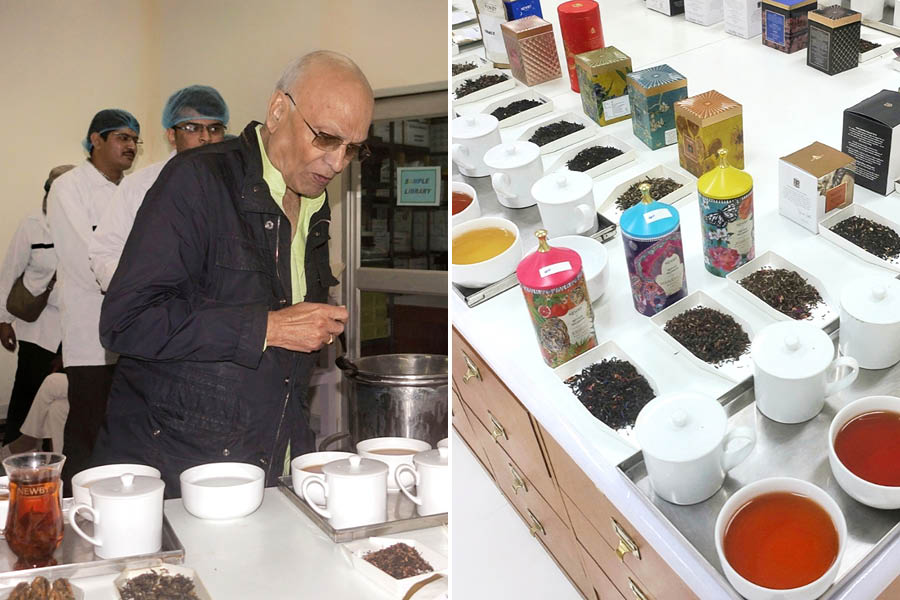 Founder and chairman of Newby, Nirmal Sethia, during a tea tasting session and (right) Newby provides a packaged deal, where top quality teas are sold at premium prices while keeping in mind health benefits and sustainability