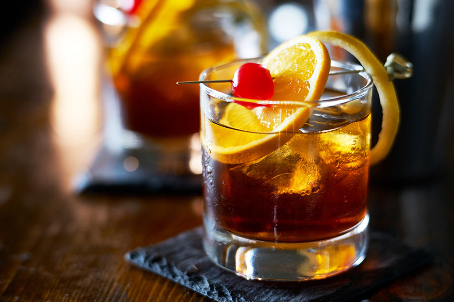 An Old Fashioned, which has alcohol, some syrup and ice, can be considered a high ABV beverage