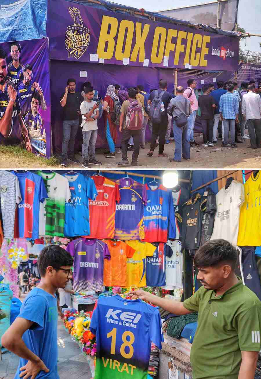 The 40º-Celsius-plus temperature in Kolkata could not deter IPL fanatics from seeking tickets and jerseys on a hot Saturday afternoon. Kolkata Knight Riders clash with Royal Challengers Bengaluru at Eden Gardens on Sunday