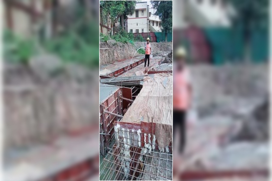 The under-construction shaft on the premises of St Thomas’ Boys’ School in Kidderpore