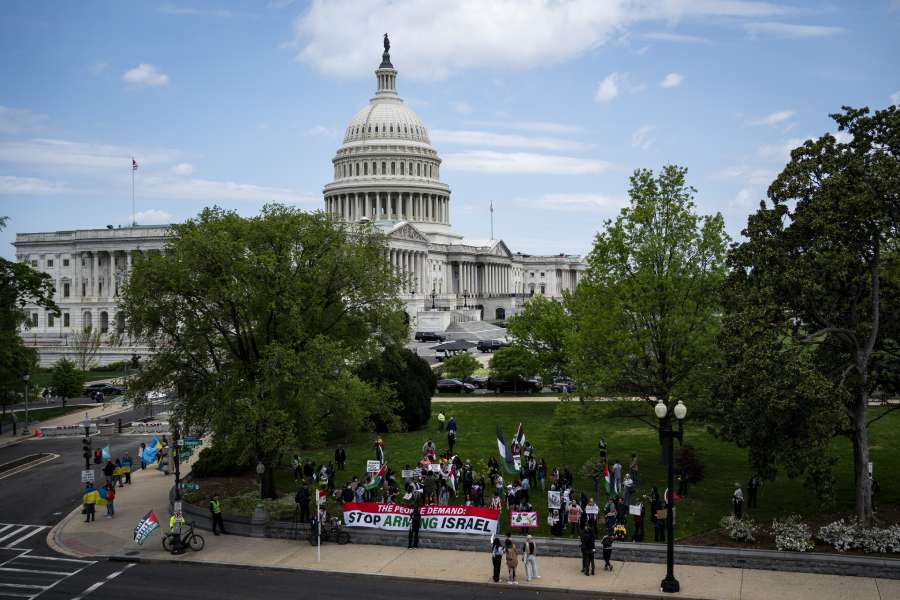 Demonstrations in support of Ukraine and Gaza rally outside the Capitol in Washington on Saturday morning, April 20, 2024.