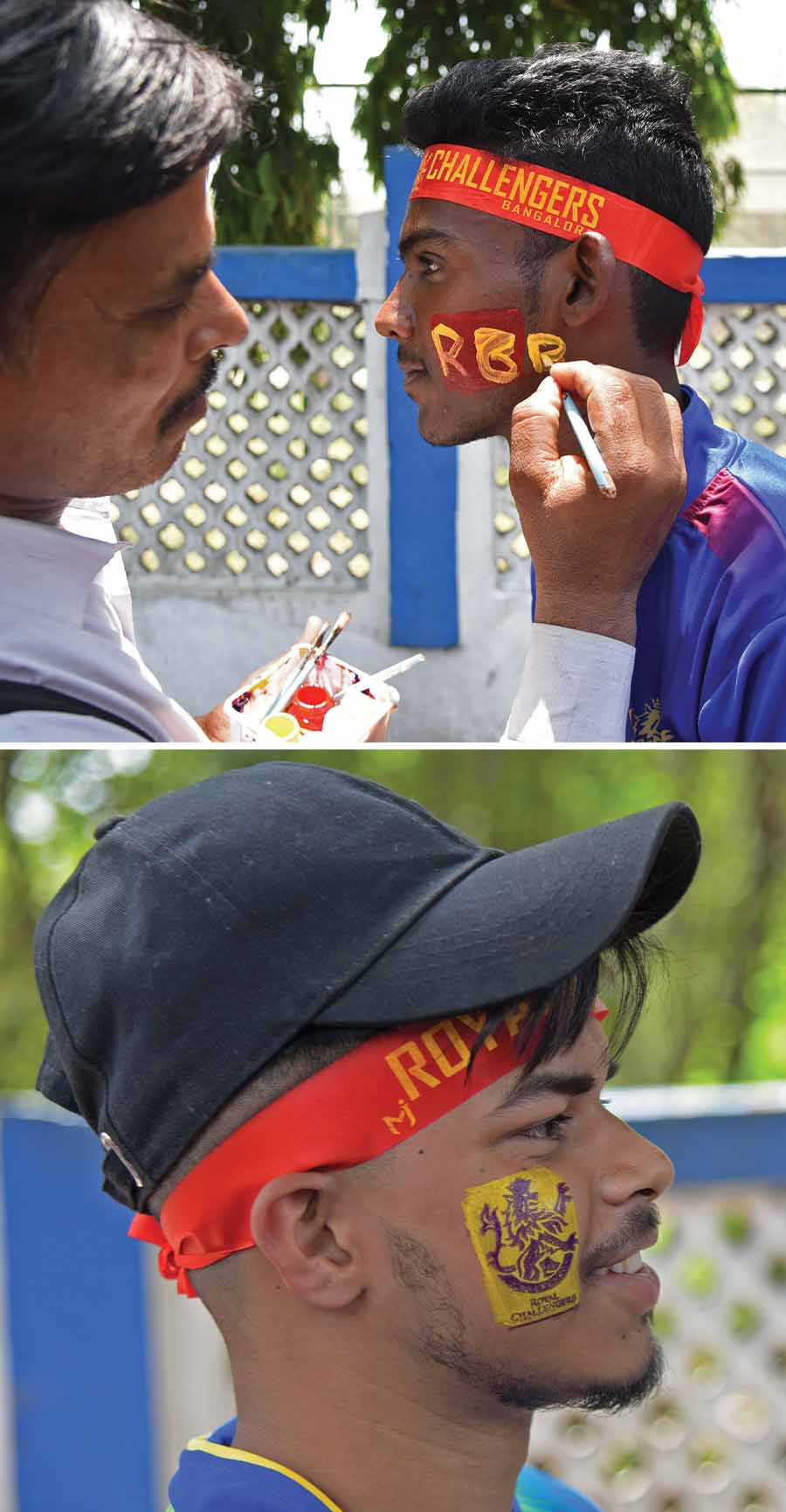 Fans got their faces painted in team colours on the way to the ground 