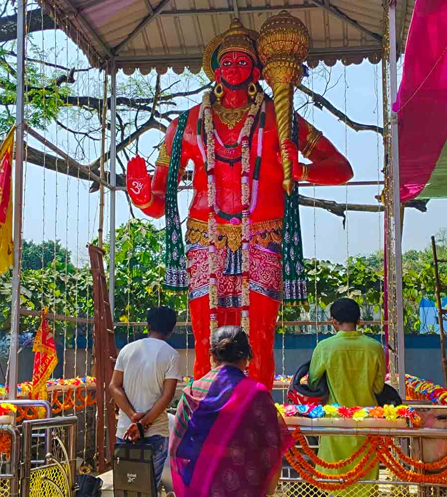 Hanuman Jayanti was celebrated in Kolkata and other parts of West Bengal on Tuesday. In pictures, devotees offering prayers at a Hanuman temple in Krishnanagar  