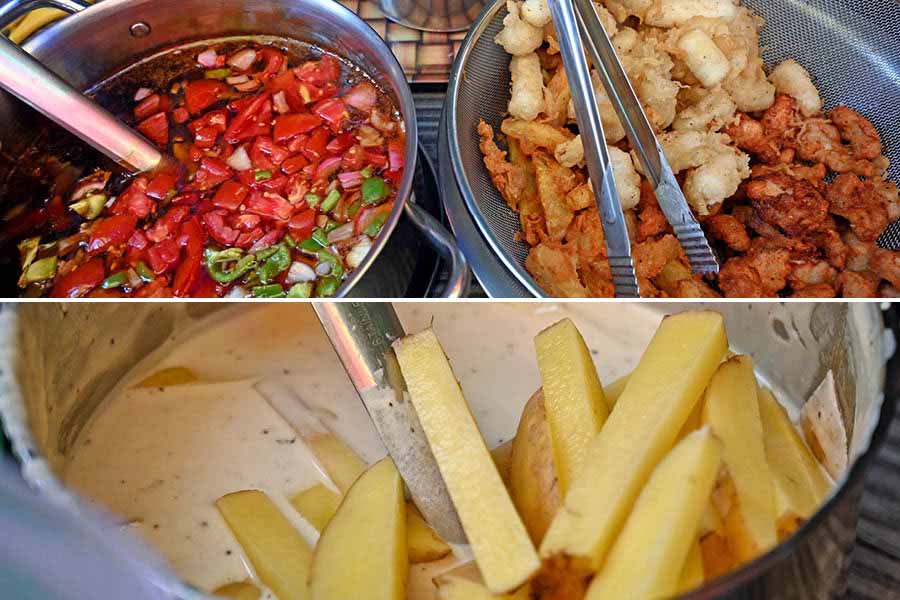 The sauces, batters and marinades for rice cake, chicken and fries