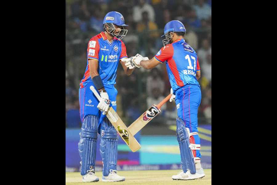 Delhi Capitals’ captain Rishabh Pant (right) and Axar Patel during their match against Gujarat Titans in New Delhi on Wednesday.