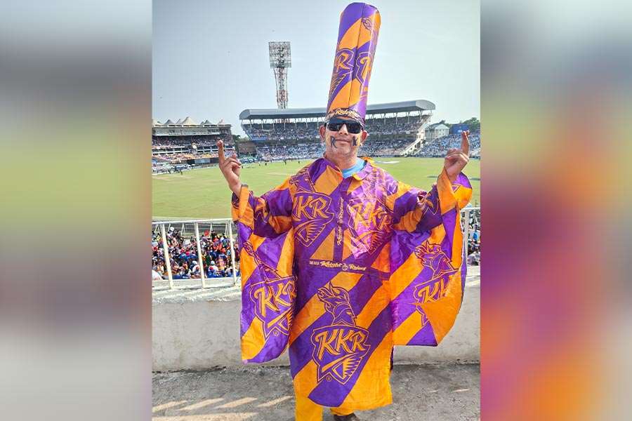 Samsubdin Mondal, who travels from Sonarpur to watch every KKR match at Eden