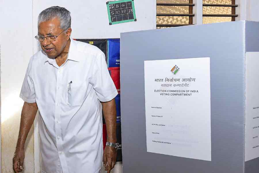 Pinarayi Vijayan after casting his vote in Kannur on Friday. 