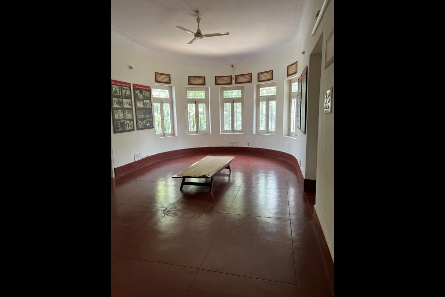The study on the first floor from where RK Narayan worked on his books. He had a study table facing the bay window that gave a wide view of the nature around him, which is said to have inspired his writings.