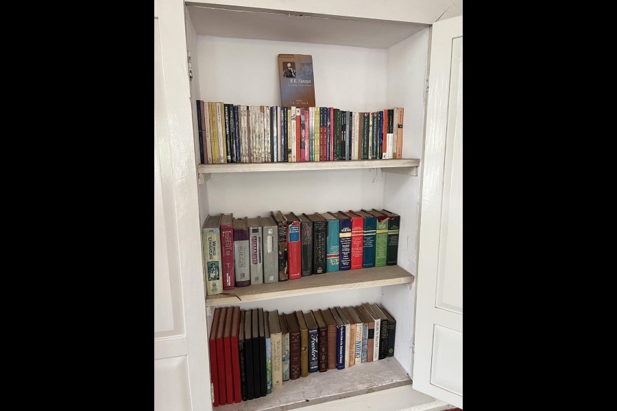 Some of the books from the personal collection of R.K Narayan displayed at the facility in Mysuru.