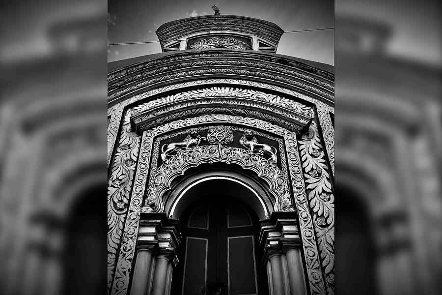 The ornate entry to one of the temples