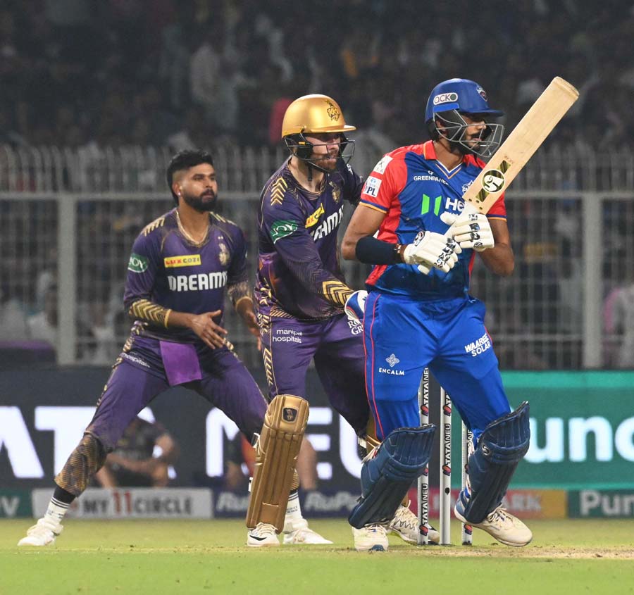Kolkata Knight Riders (KKR) managed to bundle off Delhi Capitals for 153 runs. Axar Patel (in picture) scored 15 before he was bowled out by Sunil Narine