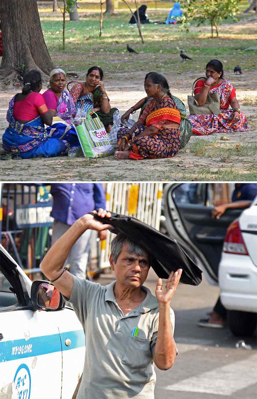 People outdoors sought shelter under trees. IMD has warned people against long exposure to heat   