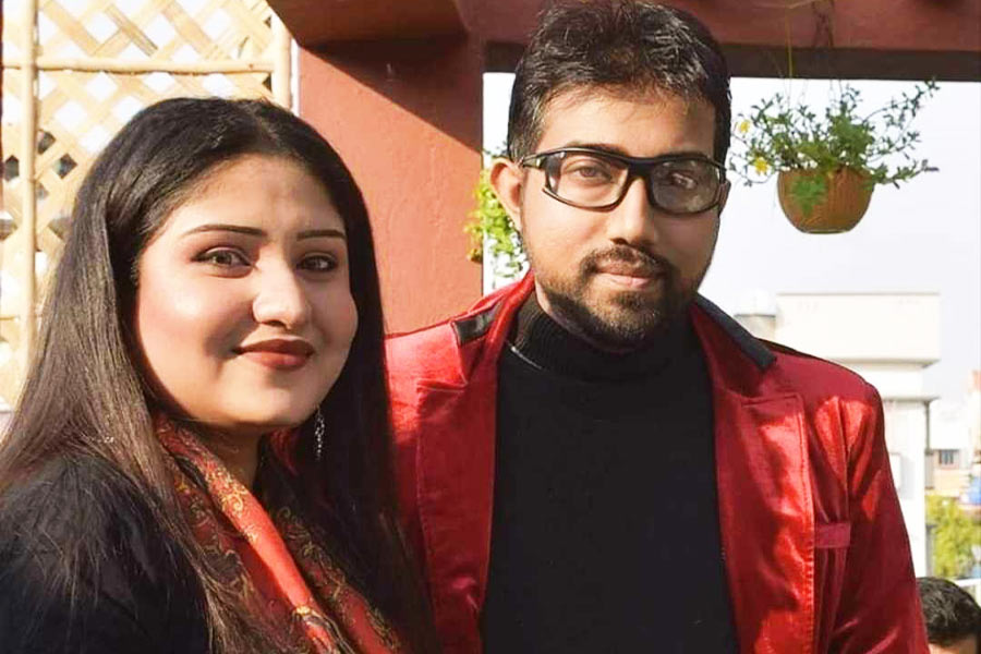 Soumita Saha with her friend Sarbajit Ghosh