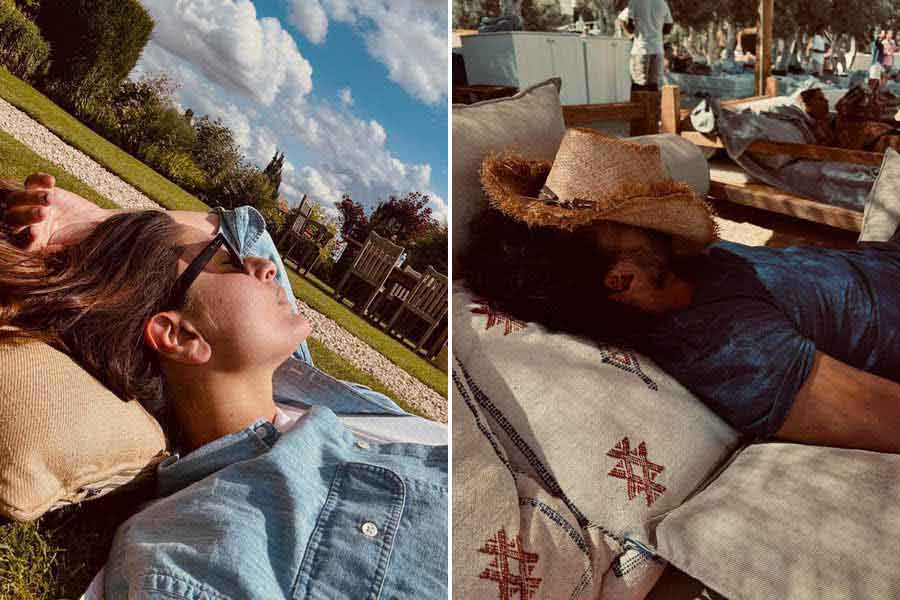 Kareena Kapoor and Saif Ali Khan sharing laid-back moments during their holiday.