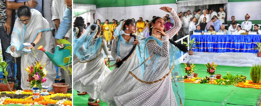 Mamata Banerjee and Speaker Biman Banerjee inaugurate Vanamahotsav 2024 on the eastern lawns of the West Bengal Legislative Assembly on Monday