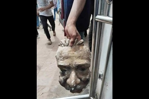 The brewing storm gets worse; the student protestors broke the statue of Mujibur Rahman on Monday.