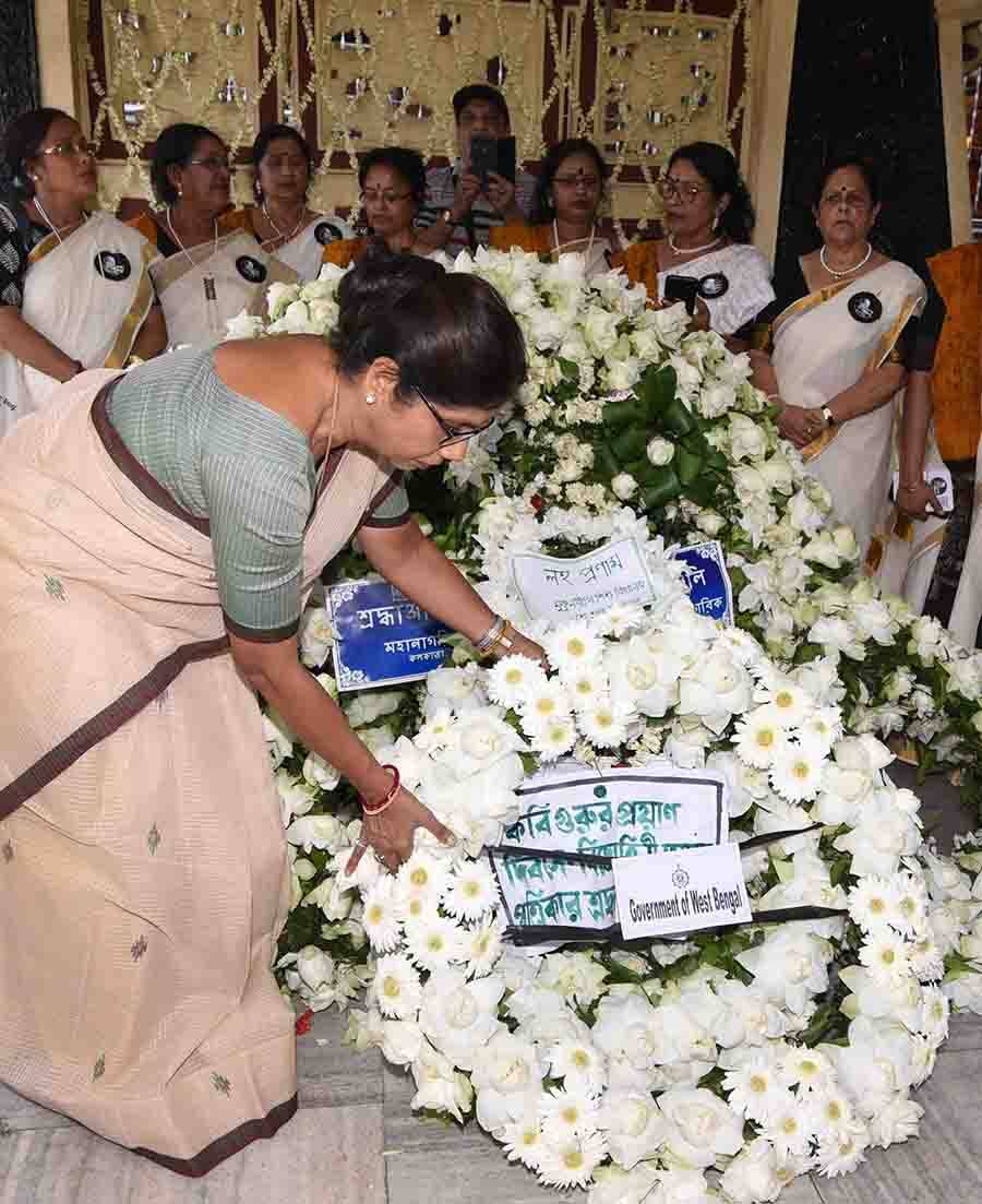 Shashi Panja, the minister of women and child development and social welfare, at Nimtala Ghat