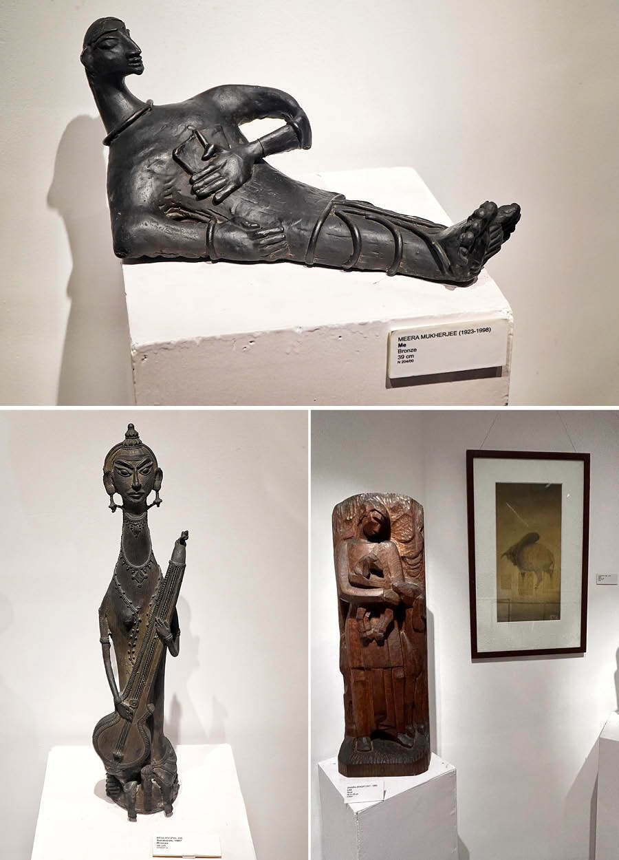 The sculpture collection at the Rabindra Galleries is equally marvellous. Other than Lady Ranu Mookerjee’s sculptures, there are sculptures by Meera Mukherjee titled ‘Me’, Dhanraj Bhagat’s ‘Love’, Benugopal De’s ‘Sarawasti’ to name a few