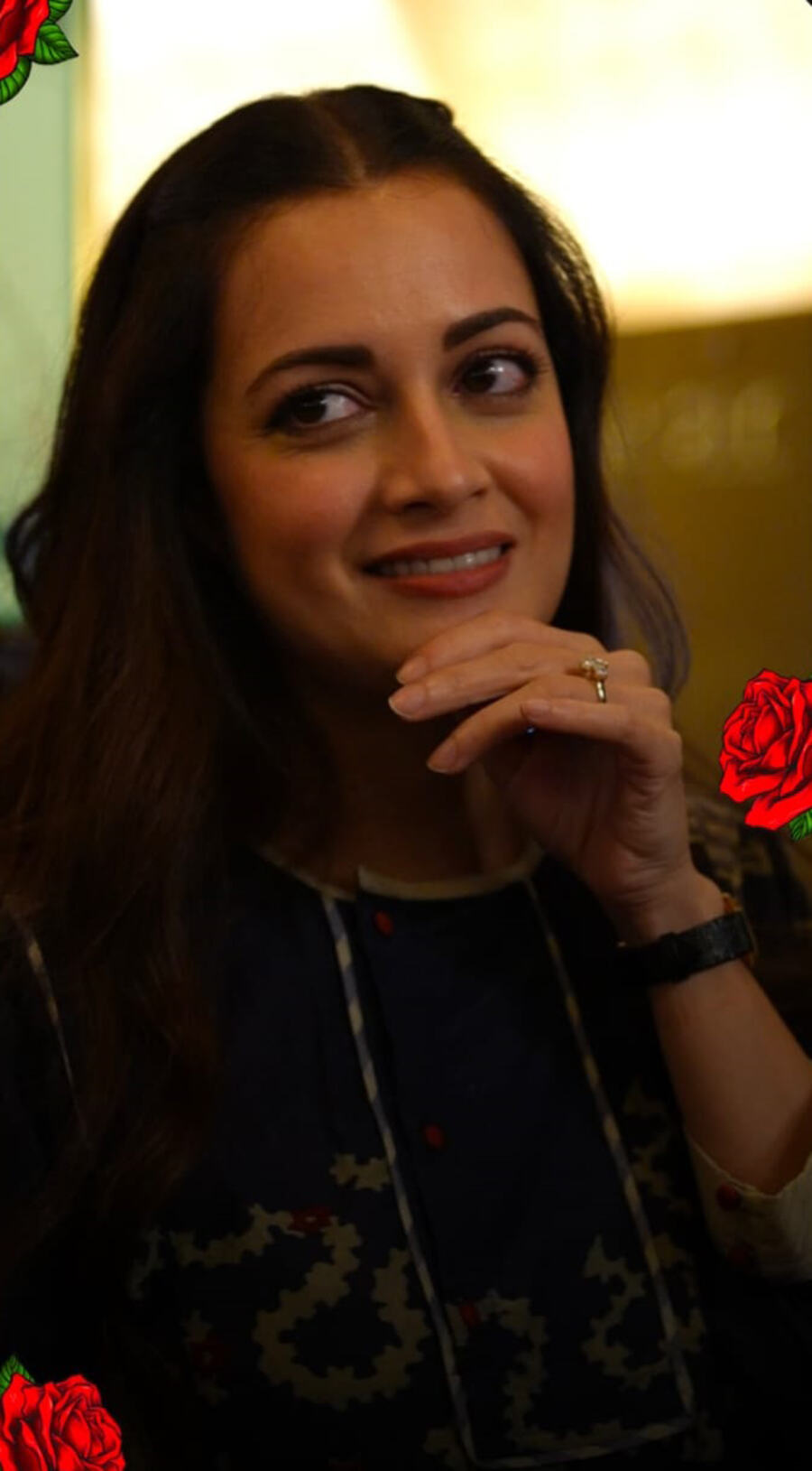 A printed flowy dress paired with high heels was Dia Mirza’s choice for the evening. She looked radiant with her wavy tresses and subtle makeup at the event.