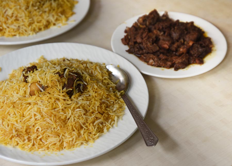 The biryani at Royal Indian Hotel stayed true to Lucknow’s tradition, that is, without the alu, for decades. It was only in 2017 that the alu made an entry at its Park Circus branch!  