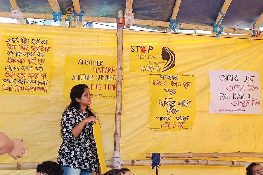 Banners painted by student protestors at Calcutta Medical College 