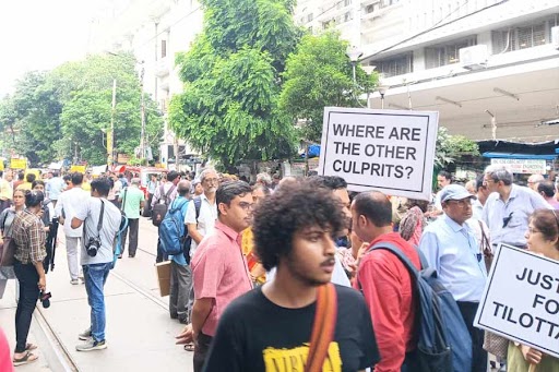 Protesters in College Square on Monday