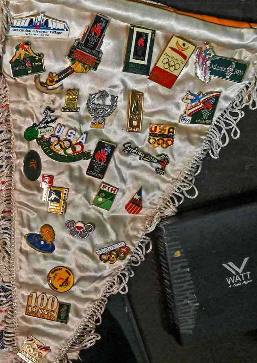 Each country gives its athletes a handful of pins before they head to the Olympic village. The idea is to exchange them with other athletes, get pins of different countries and get into interesting conversations that turn into friendships. For the collectors it's always about how many unique pins you can get