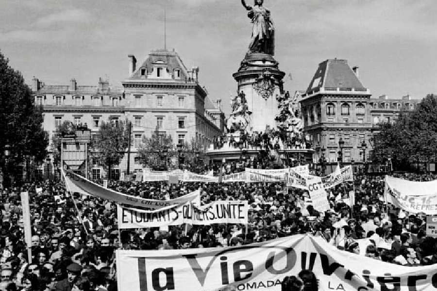 French workers joined student protests in Paris with a general strike
