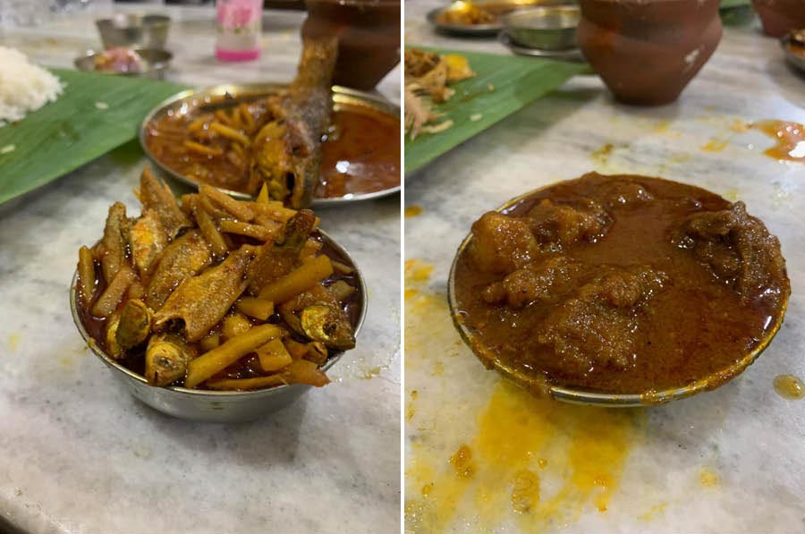 People fancying Bengali food have shown their love for various fish preparations like ‘chara bhetki’ (barramundi), ‘boal’ (wallago catfish), ‘mourola’ (carplet) and more. From different ‘bhajas’ (fried items) to ‘torkaris’ (vegetable preparations), ‘machher muro diye dal’ (green lentil and fish head) to ‘kosha mangsho’ (mutton in gravy) and ‘murgir jhol’ (chicken in gravy) — the menu is elaborate and each item has to be purchased separately
