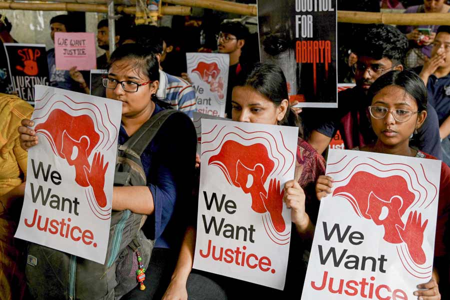 Student protesters at RG Kar on Wednesday 14th August