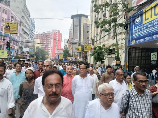 CPI(M)  leading a protest rally in Calcutta on Wednesday, 14th Aug 