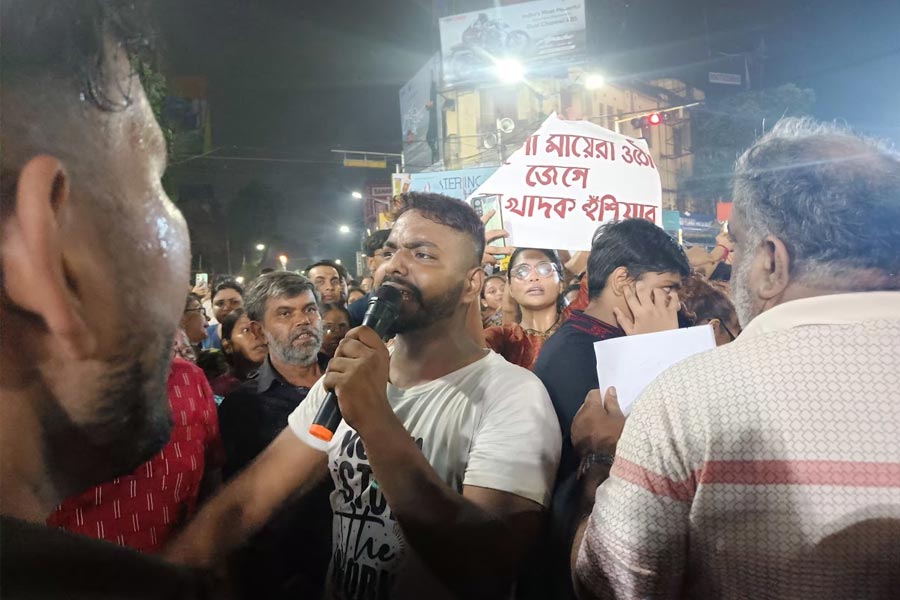 Protesters chanting slogans, demanding justice