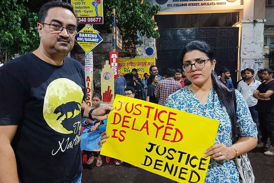 Government school teacher S. Sen Sharma with her husband Dr R. Ghosh 