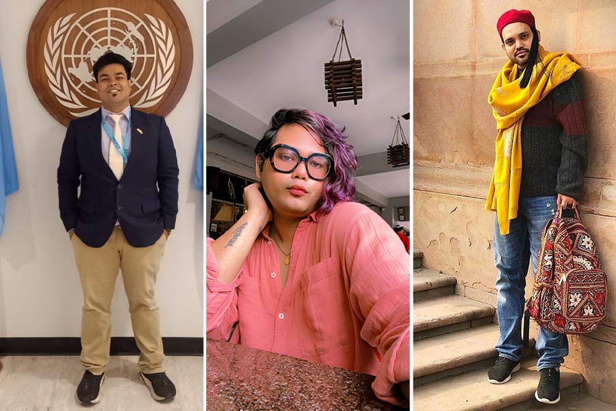 (From left) Sukrit Sen, Priyankur Sengupta and Gourab Ghosh emphasise on how post 1947 India grants citizens the freedom of identity, be it national, professional or personal