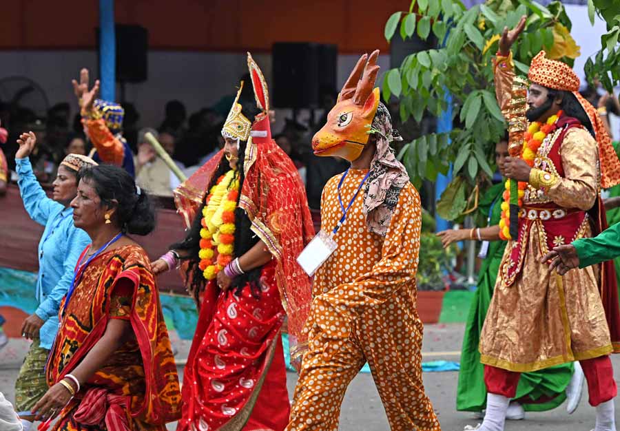 Performers from the Sunderbans were dressed as deer, tiger and tribal dancers