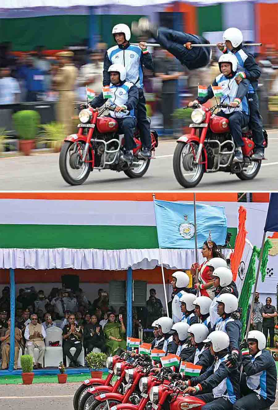 Bikers performed thrilling stunts drawing appreciation from the crowds