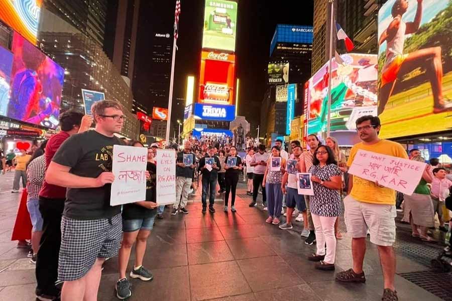 Protests at Times Square, New York