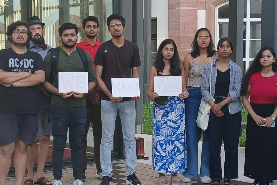 Students protest at Heidelberg, Germany