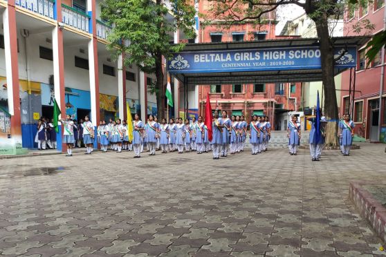 78th Independence Day was celebrated in school yesterday. It was a two pronged program. Students and teachers had gone to Red Road Parade Ground to witness the Independence Day Celebration. They witnessed the disciplined marchpast of the armed forces. 