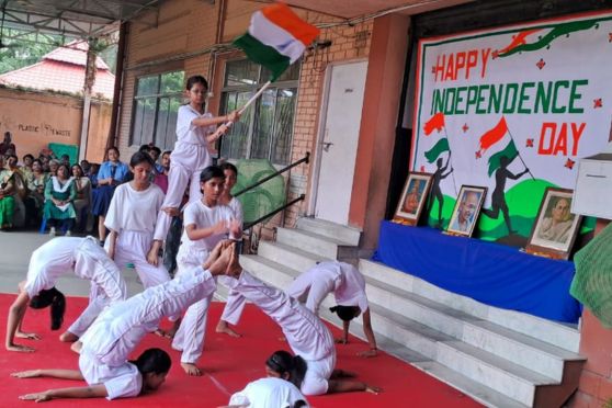 A  March past was conducted by the NCC Cadets, led by the School Captain and Vice-Captain amidst rhythmic beats of the drum. After their felicitation, the esteemed guests shared their views on the real essence of Independence Day as well as motivated the students with their inspiring journey in their respective fields