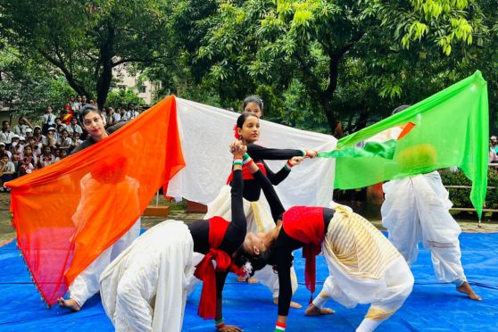 The Independence Day was observed in the United Missionary Girls' High School in a befitting manner through a variety of colourful programmes. The students and the teachers of both the primary and the secondary sections of the school took part in this programme. For this occasion everyone gathered at the school premises at 8:15 a.m. The place was tastefully decorated with tricolour balloons and festoons